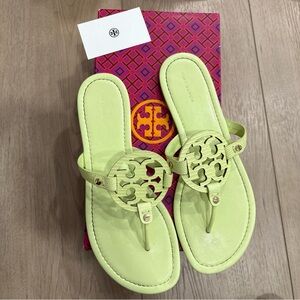 Tory Burch Miller Embossed Leather Sandal Lime Leaf Size 10